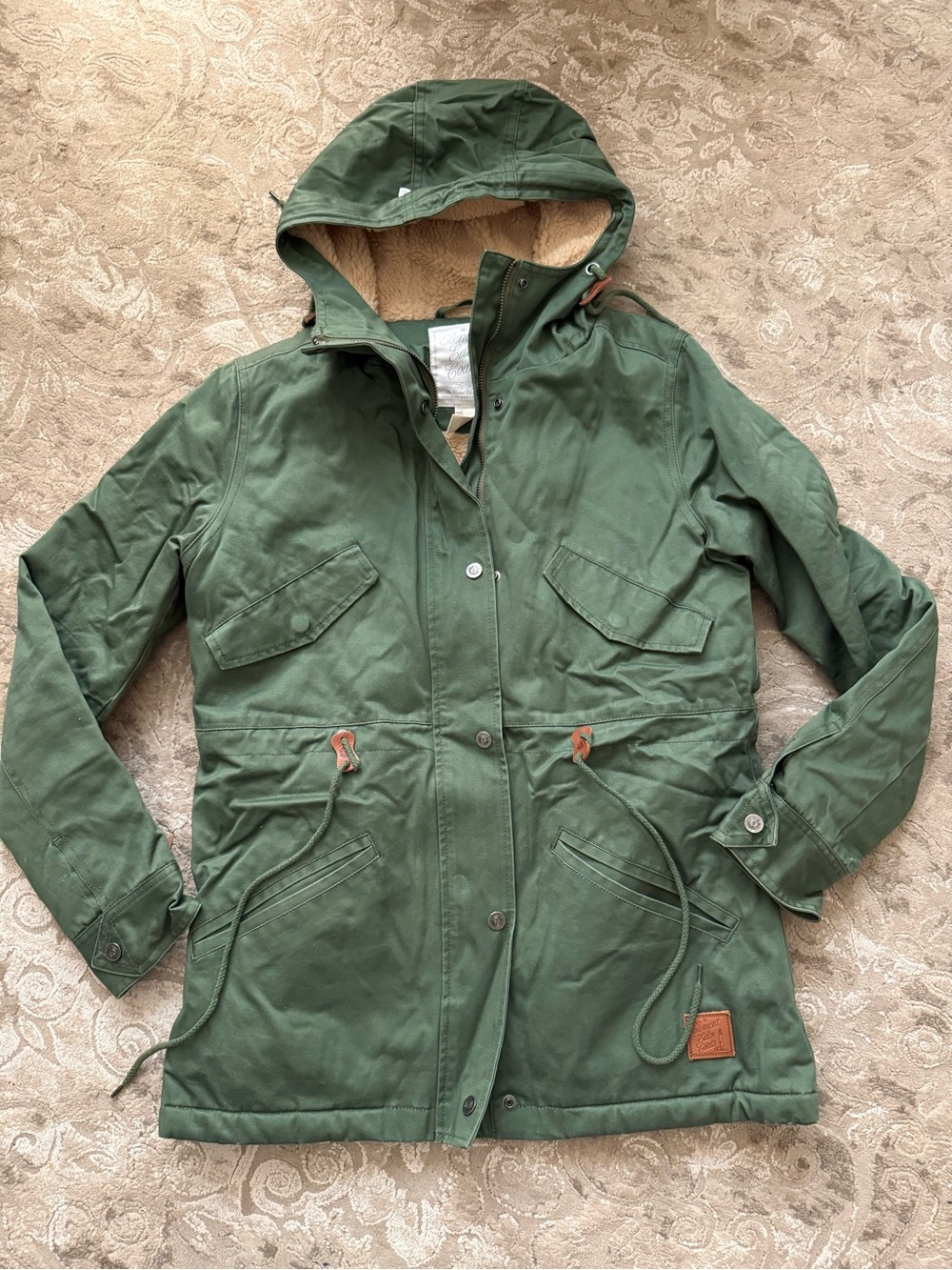Element Olive Green Sherpa lined Utility Hooded Parka